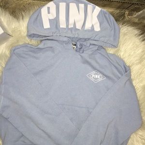Pink crop baby blue hoodie